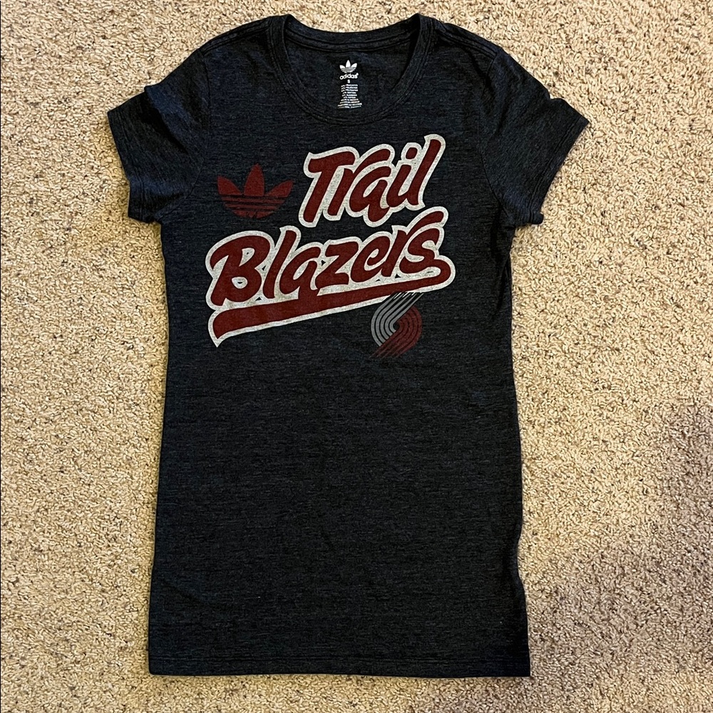 Adidas Black Trail Blazers Tee with Red Graphics